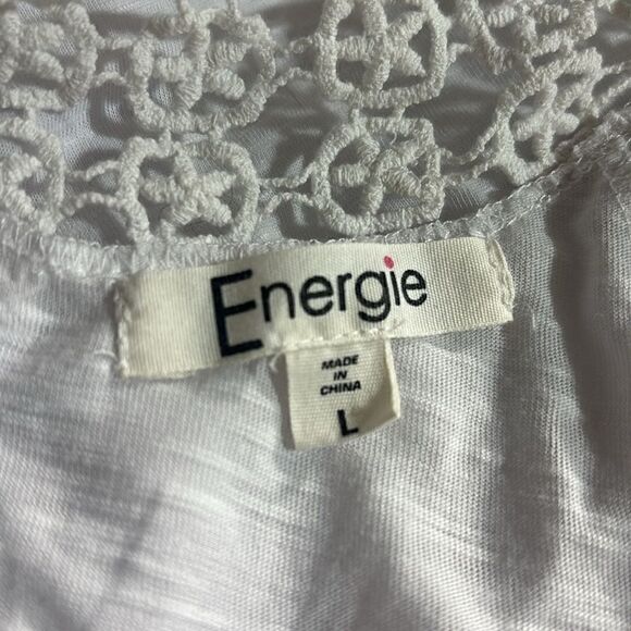 Energize white top with lace neckline size large - Picture 6 of 7